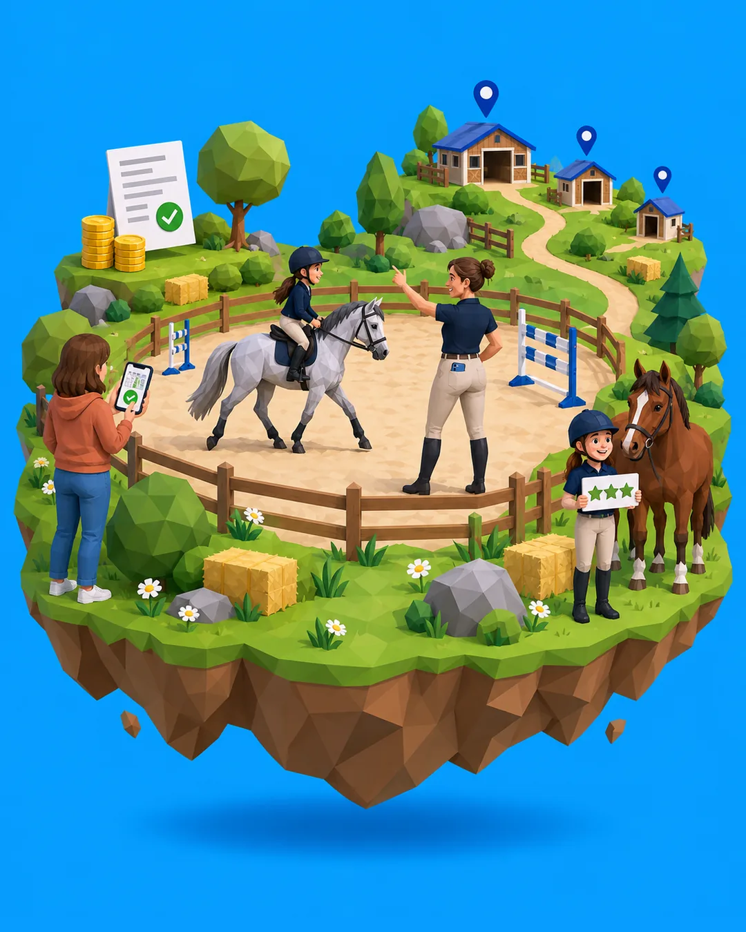Eine Reitstunde auf dem Reitplatz